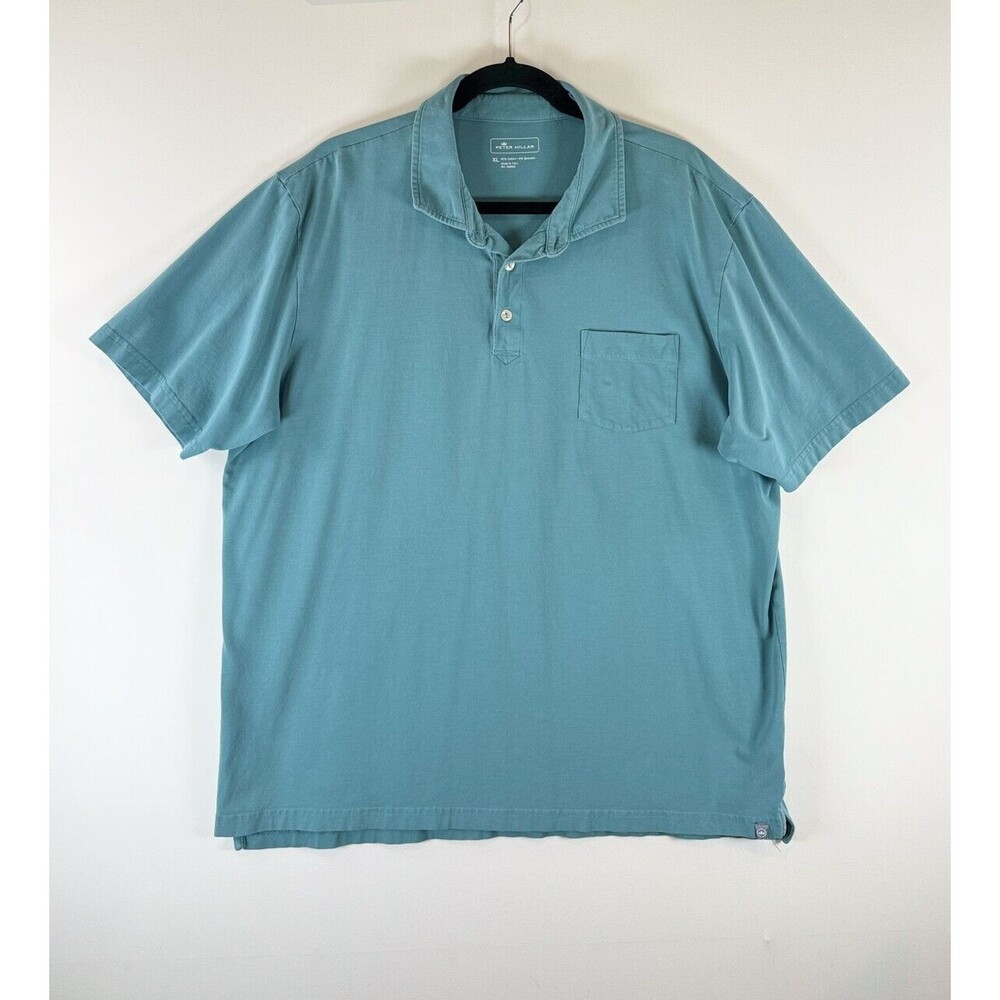 Peter Millar Men Polo Shirt Blue Performance Short Sleeve Pocket Golf Stretch XL
